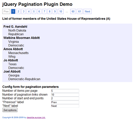JQuery pagination plugin